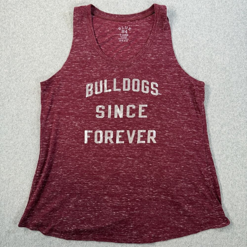 Bulldogs Since Forever Blue 84 Tank Top Women's XL Maroon Heathered Cross Back
